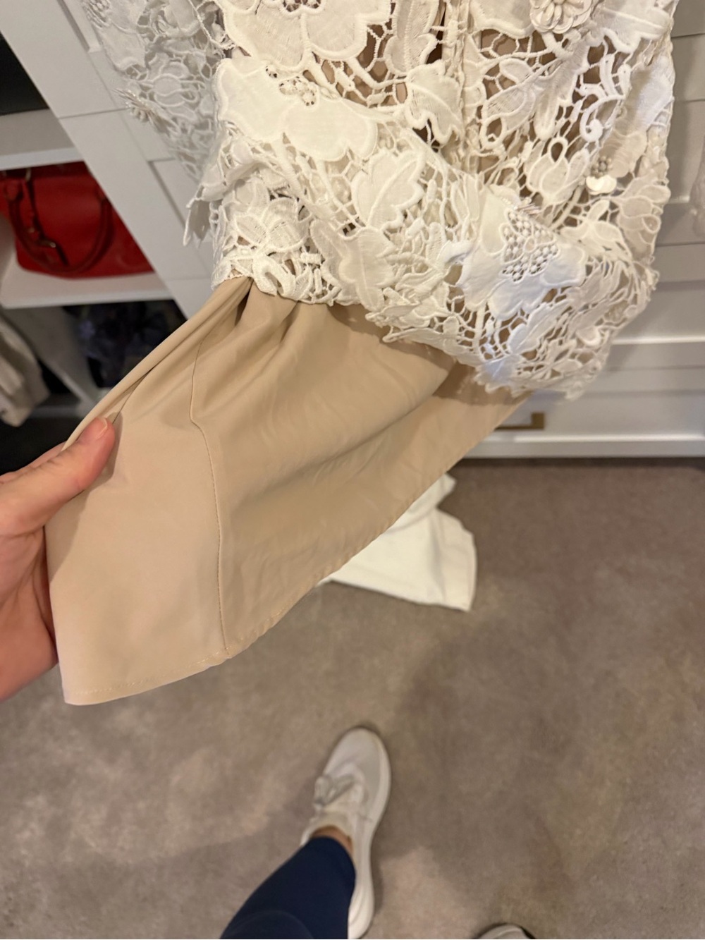 L'Academie Delphine White Floral Lace High-Neck Mini Dress - Picture 10 of 12
